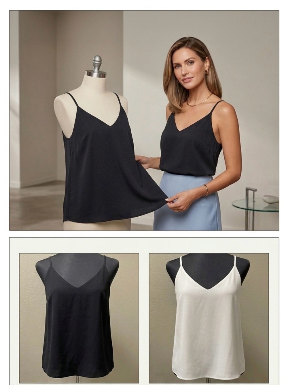 LOFT White V-Neck Spaghetti Strap Camisole